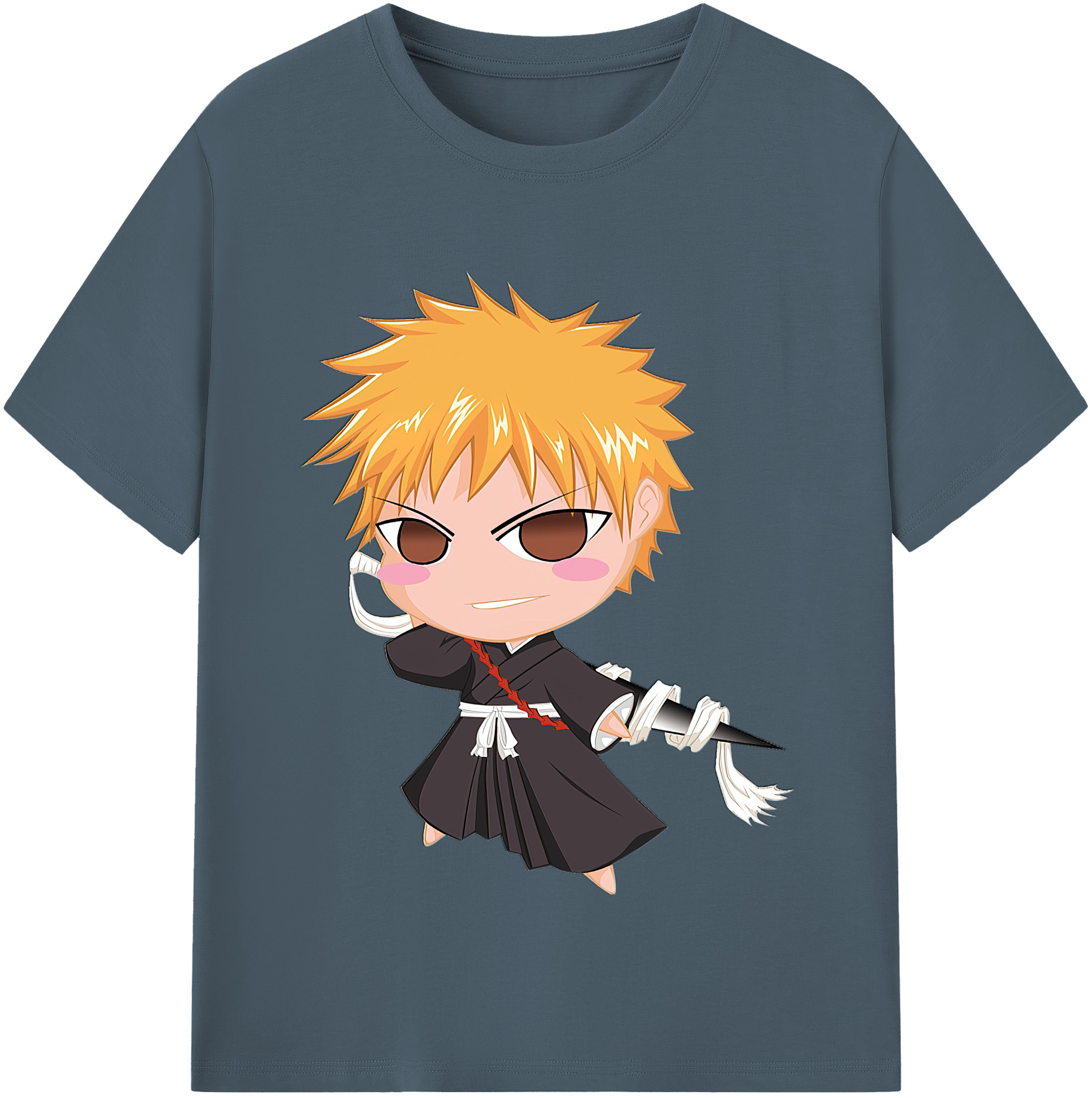 （画像用） ブリーチ 黒崎一護（くろさき いちご）BLEACH Kurosaki Ichigo 綿100％半袖Tシャツ（フロントプリント）
